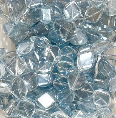 Electroplated Glass Diamond Beads, Light Steel Blue, 18x15mm