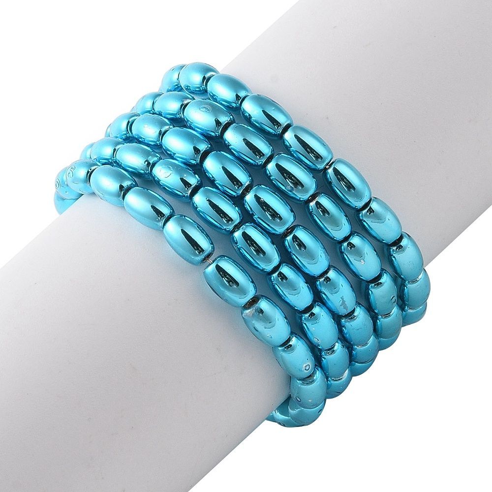 Electroplated Glass Oval Beads in Turquoise, 4x3mm