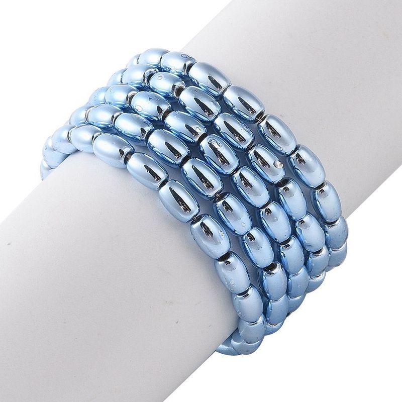 Electroplated Glass Oval Beads in Steel Blue, 4x3mm
