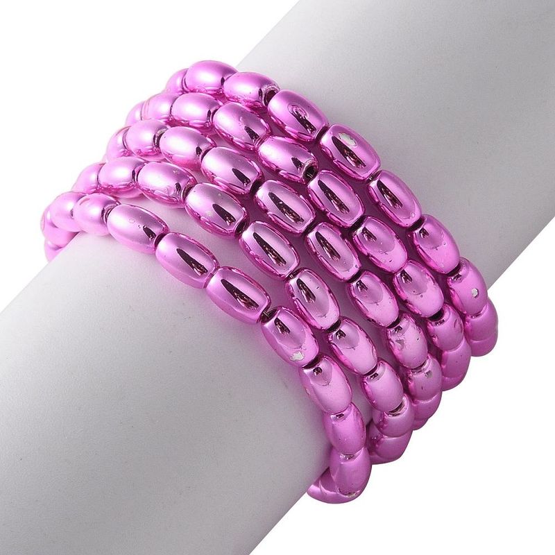 Electroplated Glass Oval Beads in Cerise Pink, 4x3mm