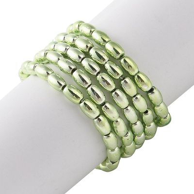 Electroplated Glass Oval Beads in Lime Green, 4x3mm