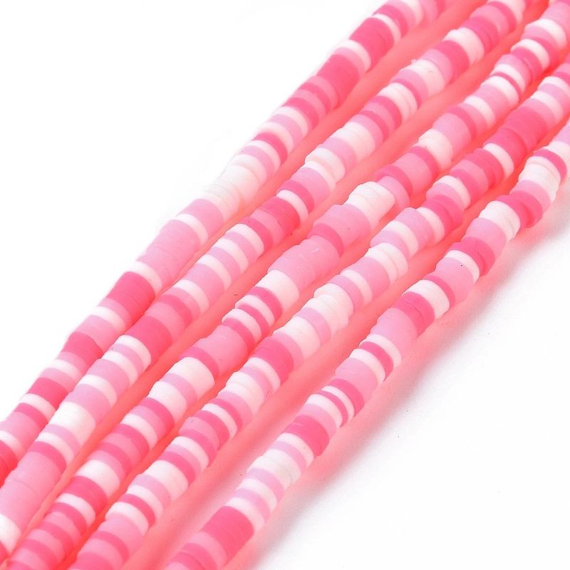 Polymer Clay Heishi Bead Strand, Pink Mix, 3mm