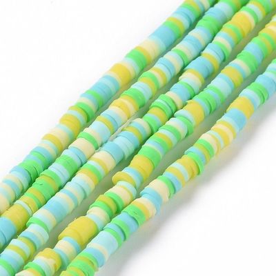 Polymer Clay Heishi Bead Strand, Lemon/Lime Mix, 3mm