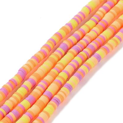 Polymer Clay Heishi Bead Strand, Orange/Yellow Mix, 3mm