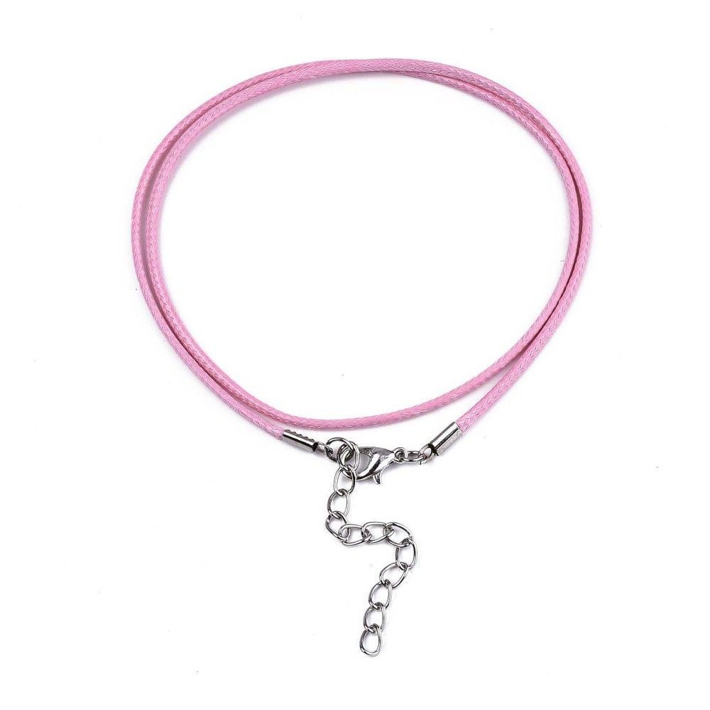 Waxed Cord Finished Necklace in Pink, 17"