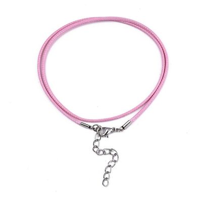 Waxed Cord Finished Necklace in Pink, 17"