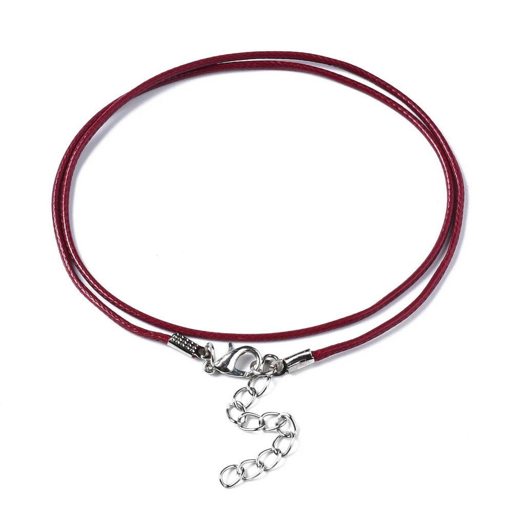 Waxed Cord Finished Necklace in Wine, 17"