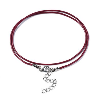 Waxed Cord Finished Necklace in Wine, 17"