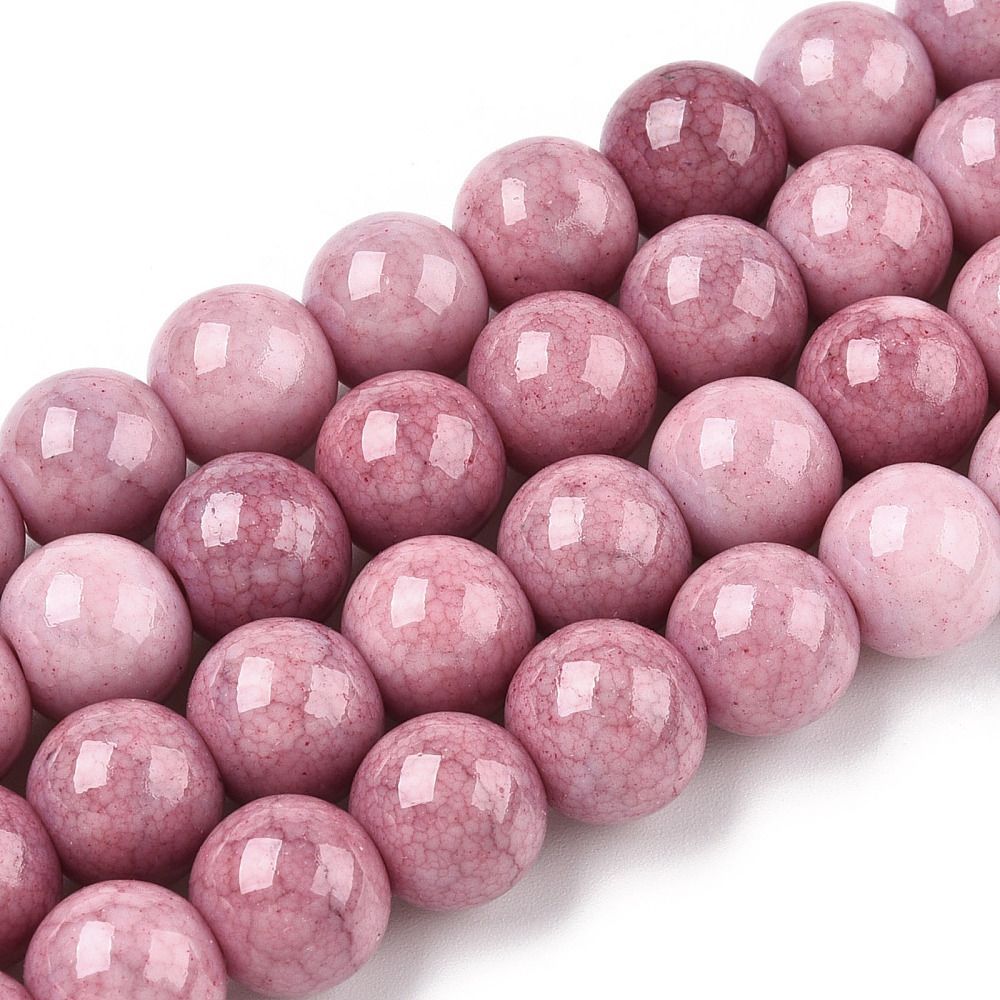 10mm Opaque Crackle Glass, Pinks