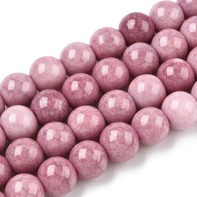 10mm Opaque Crackle Glass, Pinks