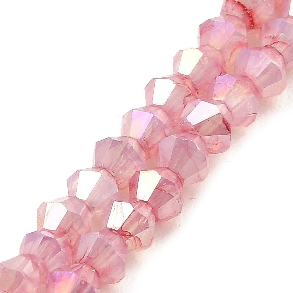 4mm AB Plated Bicone Crystals in Dusty Pink