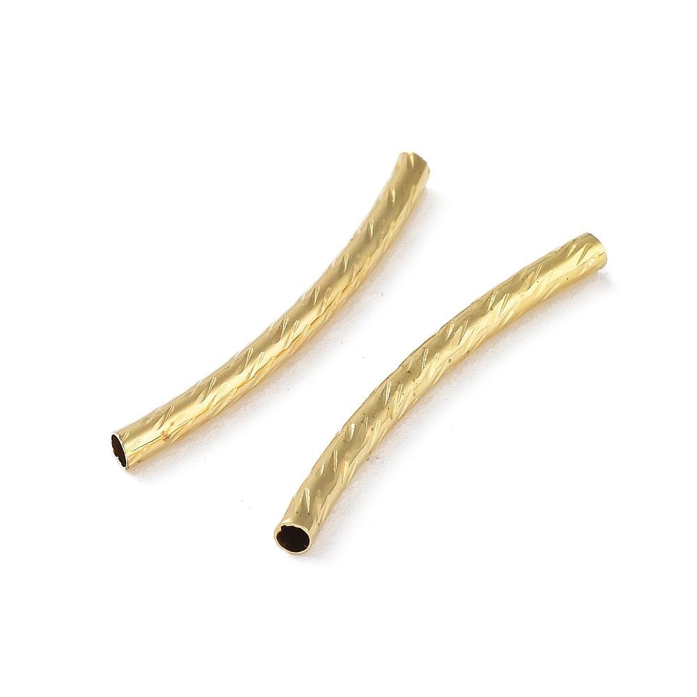 50 x Gold Plated Tube Beads, 25x2mm