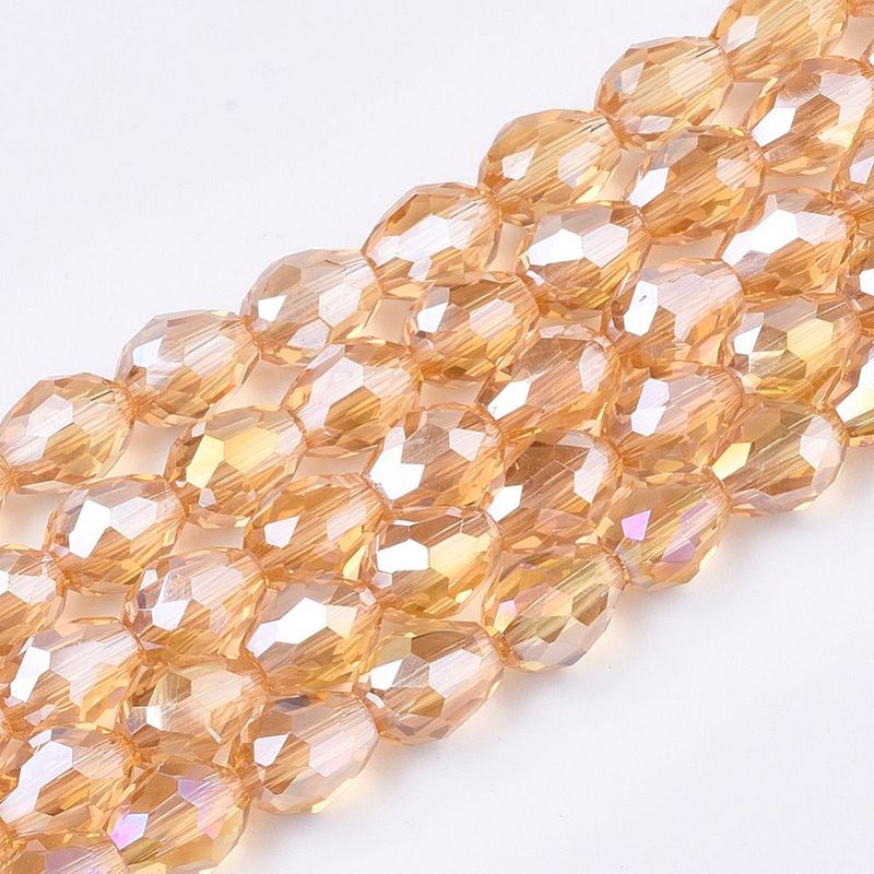 Electroplated Glass Teardrop Beads in Gold, 8x6mm