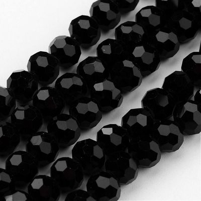 4mm Faceted Crystals in Black, 1 Strand