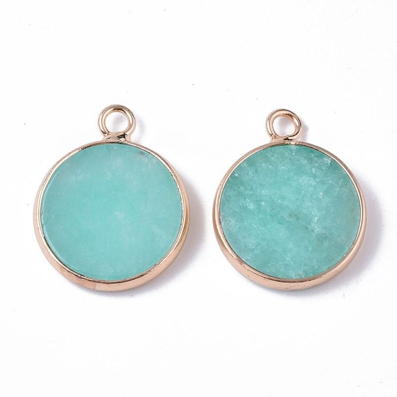 Dyed Natural Jade Pendant with Gold Plated Frame, 20x16x4mm