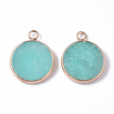 Dyed Natural Jade Pendant with Gold Plated Frame, 20x16x4mm