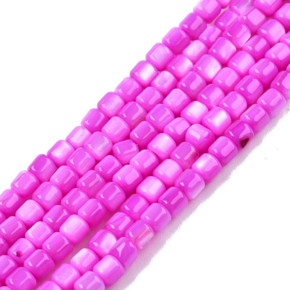 Shell Tube Beads in Hot Pink, 3.5mm, 1 Strand