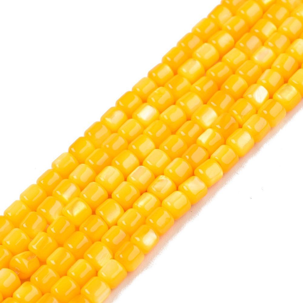 Shell Tube Beads in Yellow, 3.5mm, 1 Strand