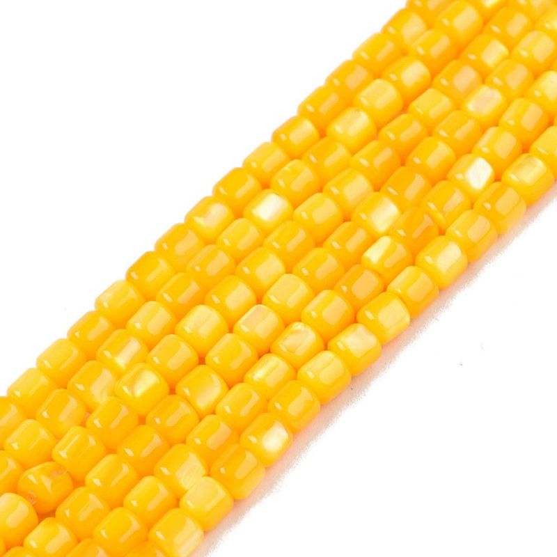 Shell Tube Beads in Yellow, 3.5mm, 1 Strand