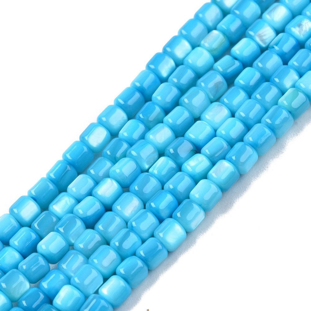 Shell Tube Beads in Marine Blue, 3.5mm, 1 Strand