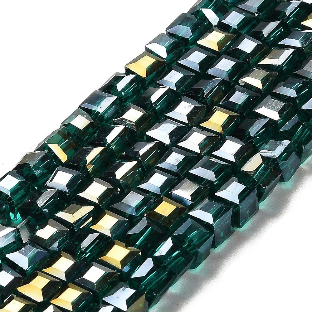 50 x 6mm Electroplated Cubes in Green