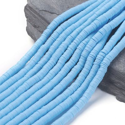 Polymer Clay Heishi Bead Strand, Baby Blue, 6mm