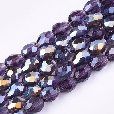 Electroplated Glass Teardrop Beads in Purple, 8x6mm