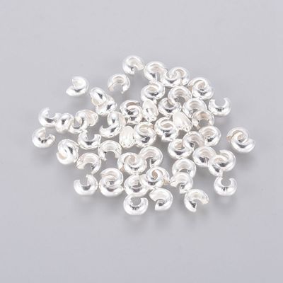 50 x Silver Plated Crimp Covers, 4mm