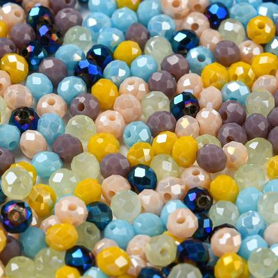 4x3mm Electroplated Faceted Glass Rondelles, Mixed, 10g