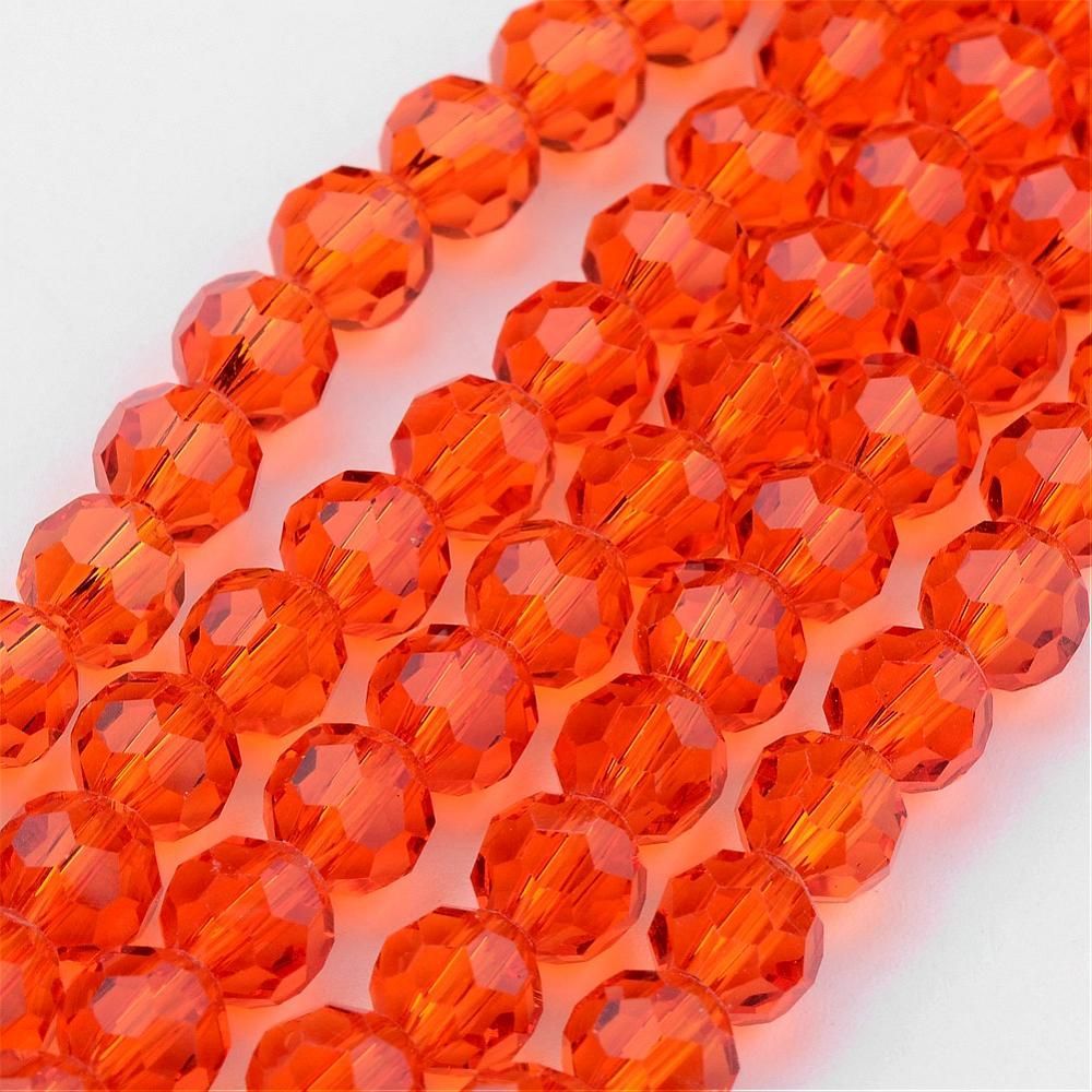 4mm Faceted Crystals in Orange, 1 Strand
