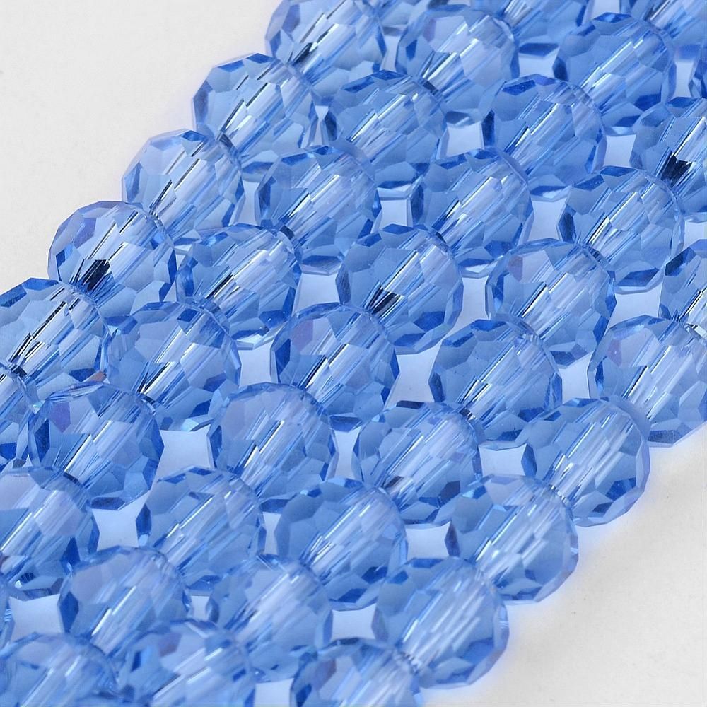 4mm Faceted Crystals in Baby Blue, 1 Strand