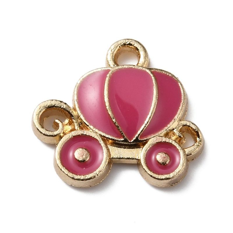 Halloween Light Gold and Enamel Cinderella Pumpkin Carriage Charm, 11x13mm