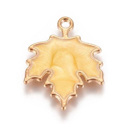 Light Gold and Enamel Maple Leaf Charm/Pendant, 24x19mm