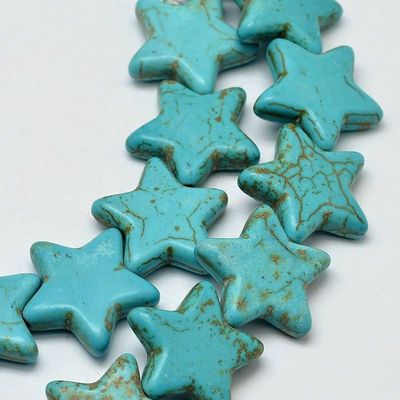 Howlite Star Beads in Turquoise, 12x12x5mm, 1 Strand