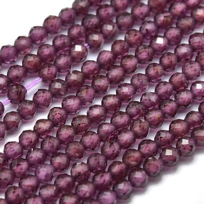 Natural Garnet Faceted Beads, 2mm, 1 Strand