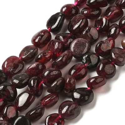 Natural Garnet Nugget Beads, 6~8mm x 6~10mm x 3.5~7mm, 1 Strand