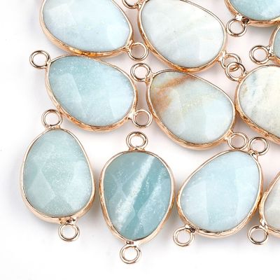 Amazonite Connector with Gold Plated Frame, 27x14x6mm