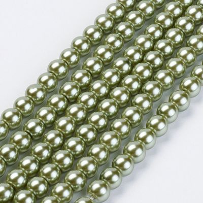 10mm Glass Pearls in Sage Green