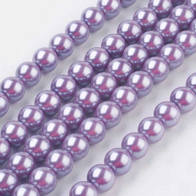10mm Glass Pearls in Lilac Purple