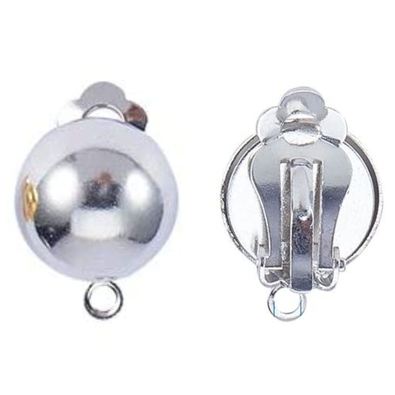 Antique Silver Plated Clip On Earrings with Ball