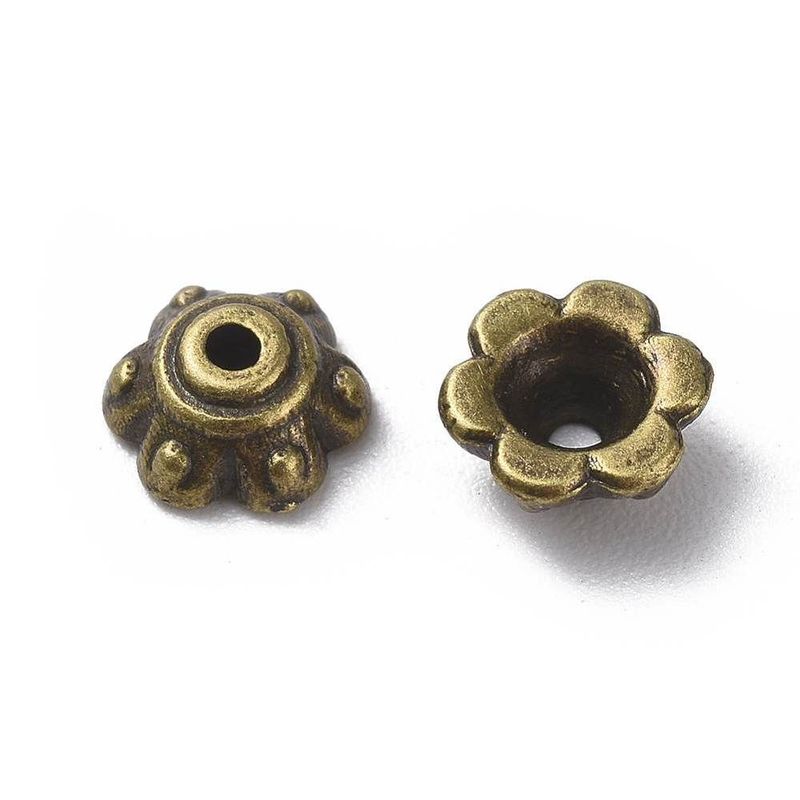 50 x Antique Bronze Bead Caps, 7x3mm