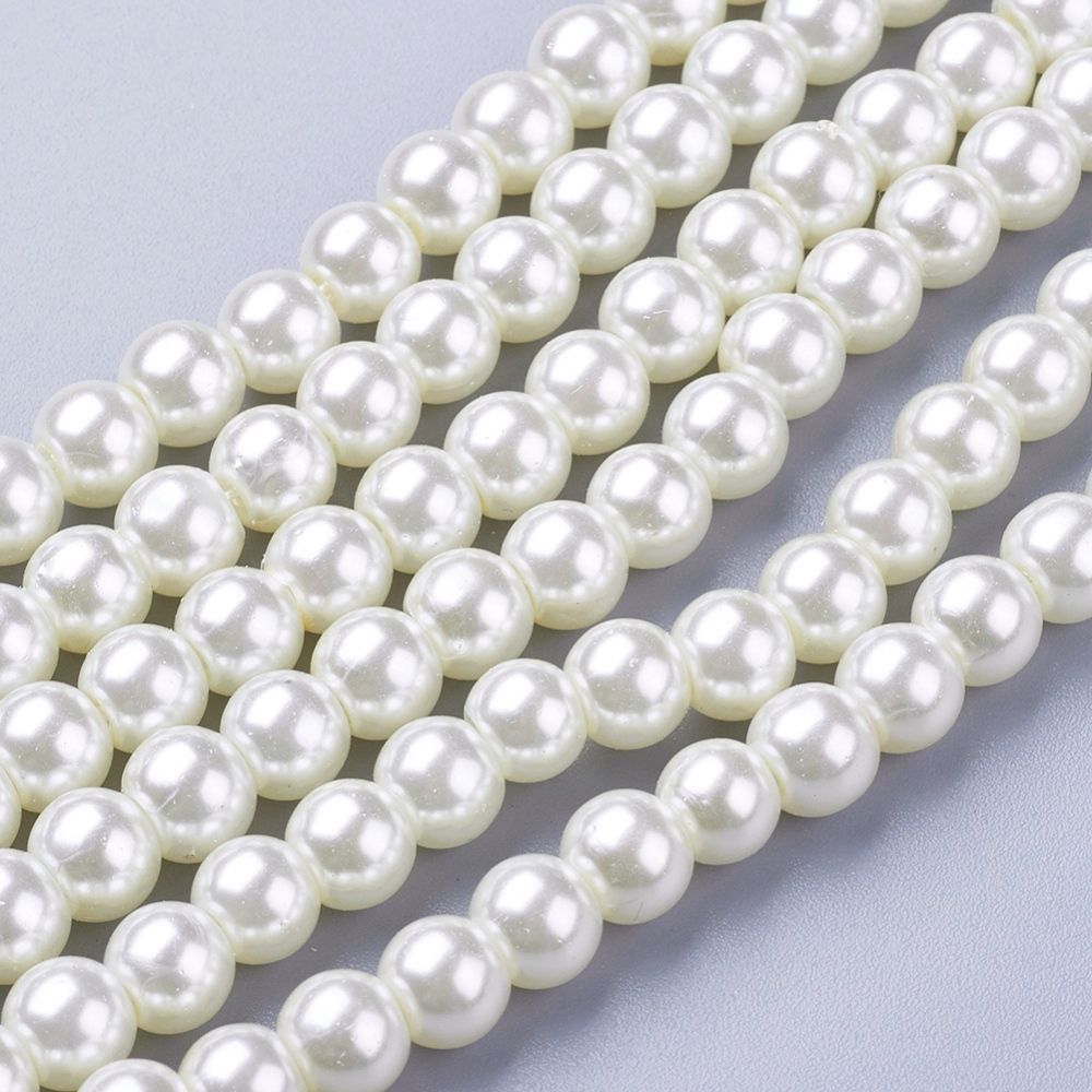 6mm Economy Glass Pearls in Ivory