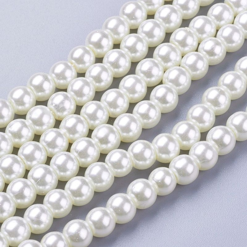 6mm Economy Glass Pearls in Ivory