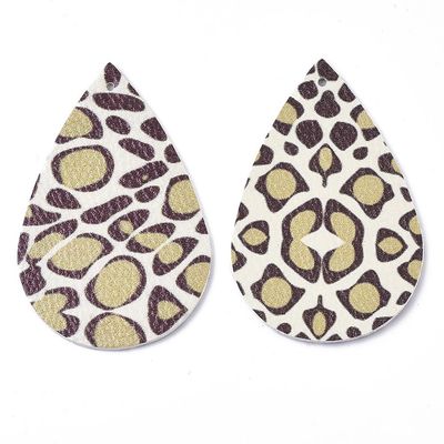 Faux Leather Animal Print Pendant, 57x37mm
