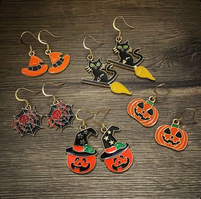 Halloween Themed Earrings with Stainless Steel Hooks