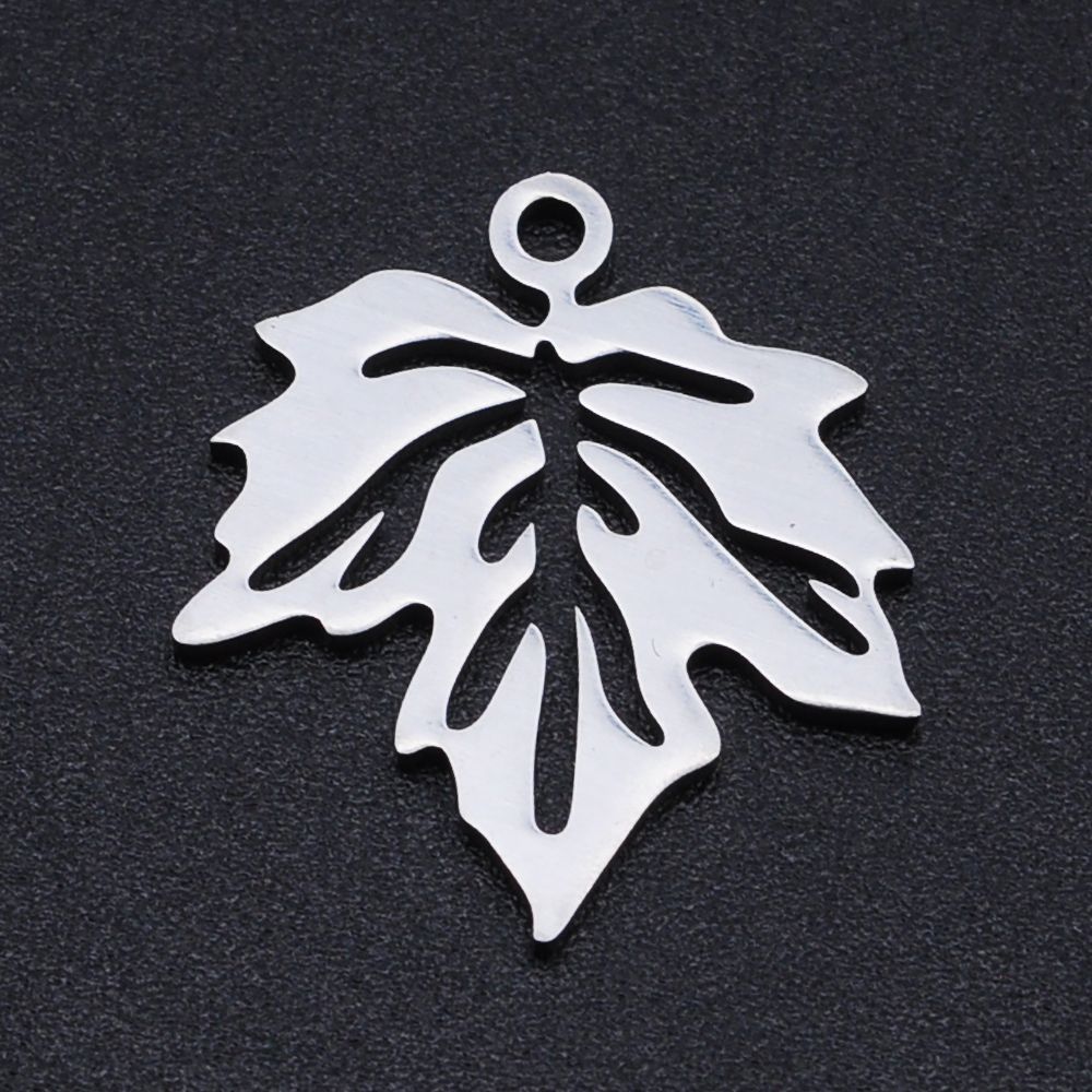 Stainless Steel Maple Leaf Charm/Pendant, 19x17mm