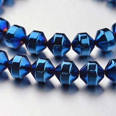 Electroplated Synthetic Hematite Beads, Midnight Blue, 6mm, 1 Strand