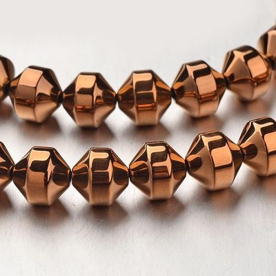 Electroplated Synthetic Hematite Beads, Copper, 6mm, 1 Strand