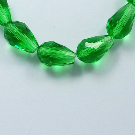 Electroplated Glass Teardrop Beads in Green, 10x15mm