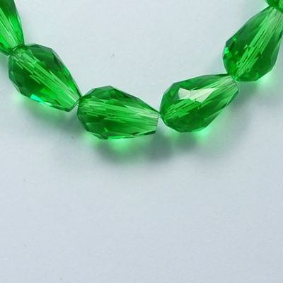 Electroplated Glass Teardrop Beads in Green, 10x15mm